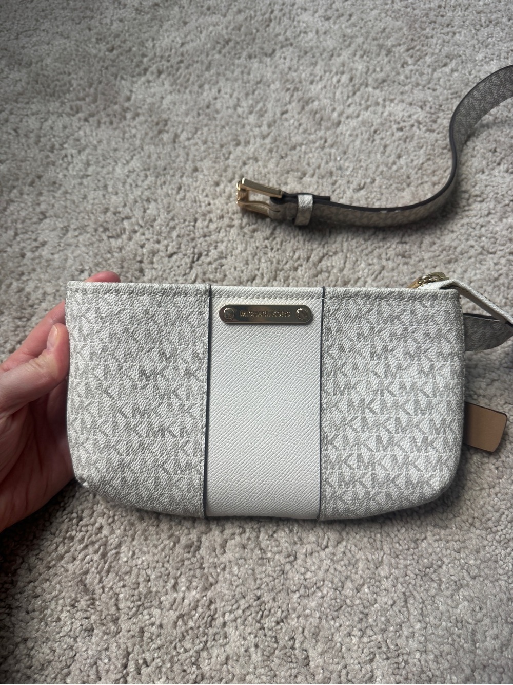 Michael Kors Cream & White Logo Wristlet